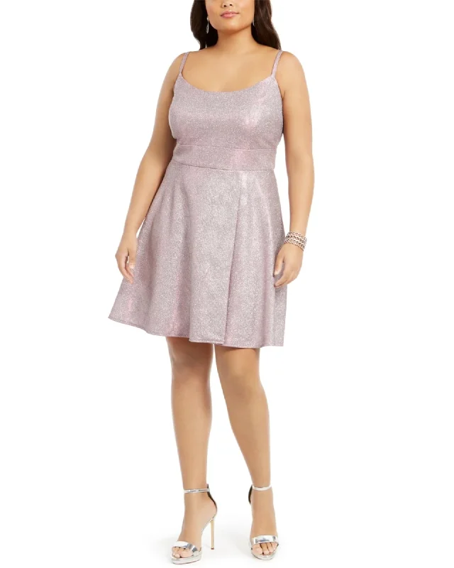 Morgan & Co Women's Plus Size Sparkle Fit & Flare Dress Pink Size 16W | Pink
