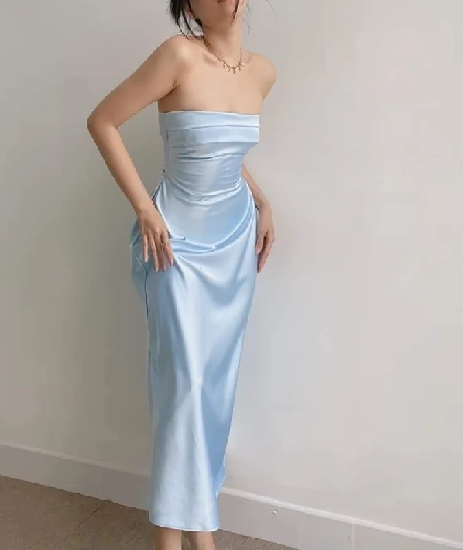 Elegant Baby Blue Strapless Prom Dress,Fashion Prom Gown cc668