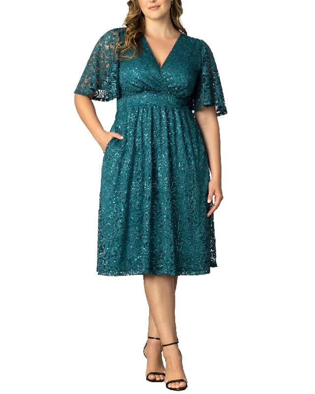 Starry Sequined Lace Cocktail Dress | TEAL TOPAZ
