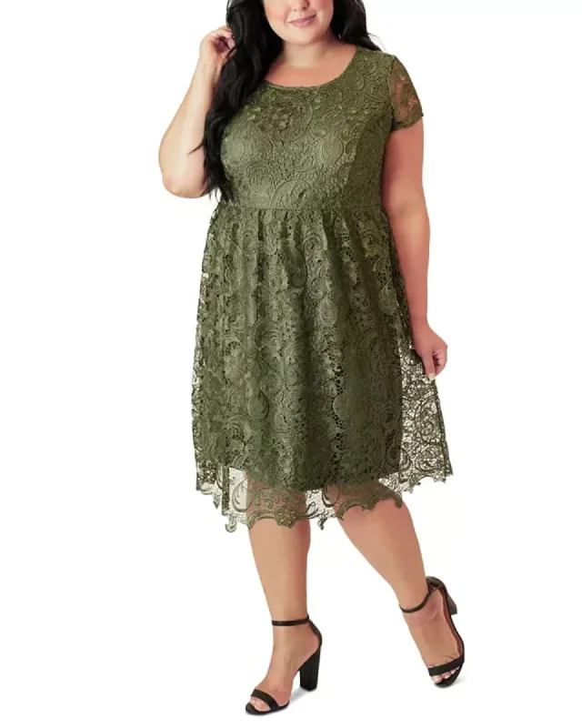 Maree Pour Toi Women's Plus Maree Pour Toi Lace Fit & Flare Dress Green Size 12W | Green Maree Pour Toi Women's Plus Maree Pour Toi Lace Fit & Flare Dress Green Size 12W | Green