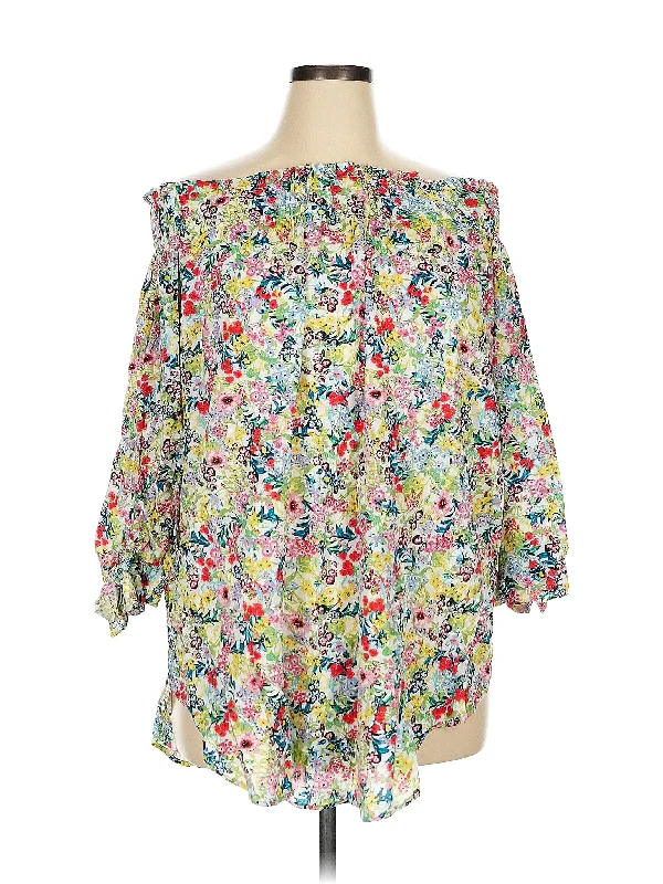 3/4 Sleeve Blouse Sheer Sleeve Blouse