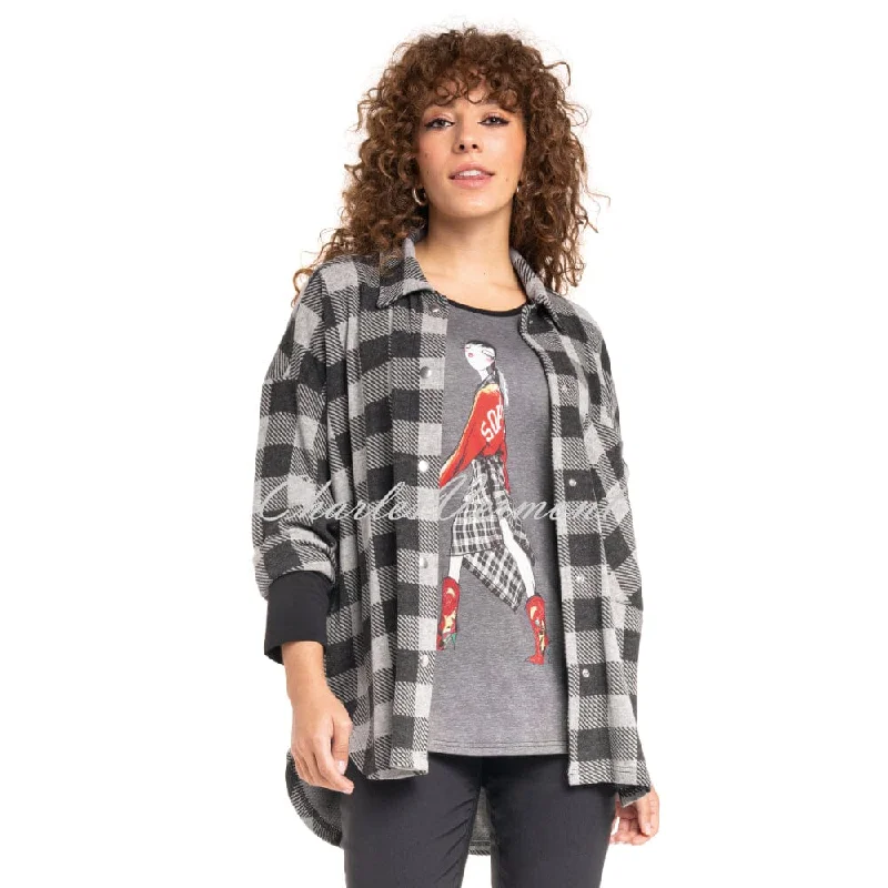 Doris Streich Checked Shacket - Style 293174-93 Short Sleeve Blouse