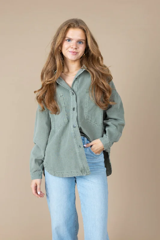 Hills and Valleys Shacket Embroidered Floral Blouse