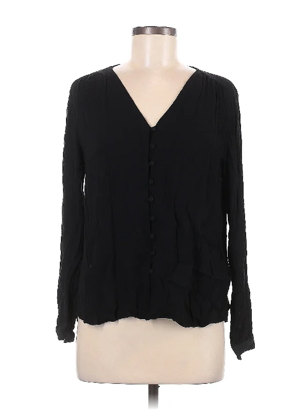 Long Sleeve Blouse Textured Cotton Blouse