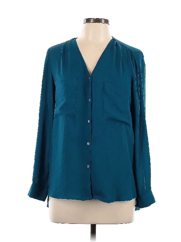 Long Sleeve Blouse Elegant Semi-Sheer Blouse