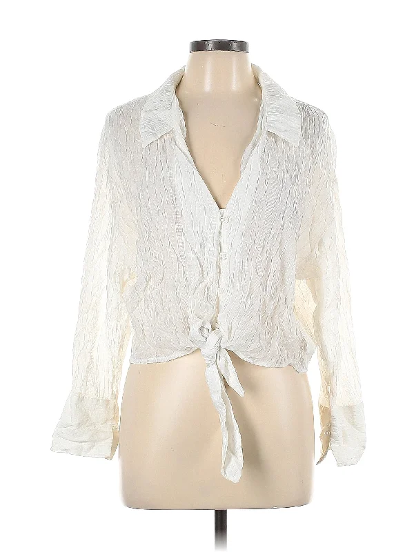 Long Sleeve Blouse Collared Satin Blouse