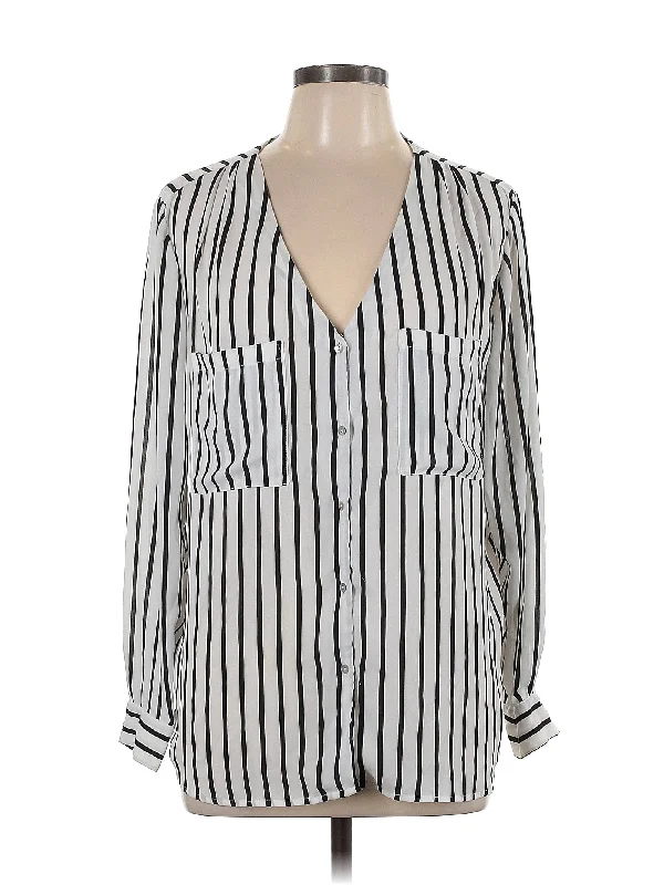 Long Sleeve Blouse Elegant Semi-Sheer Blouse