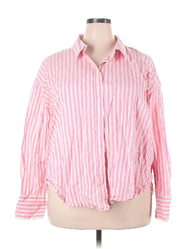 Long Sleeve Blouse Textured Cotton Blouse