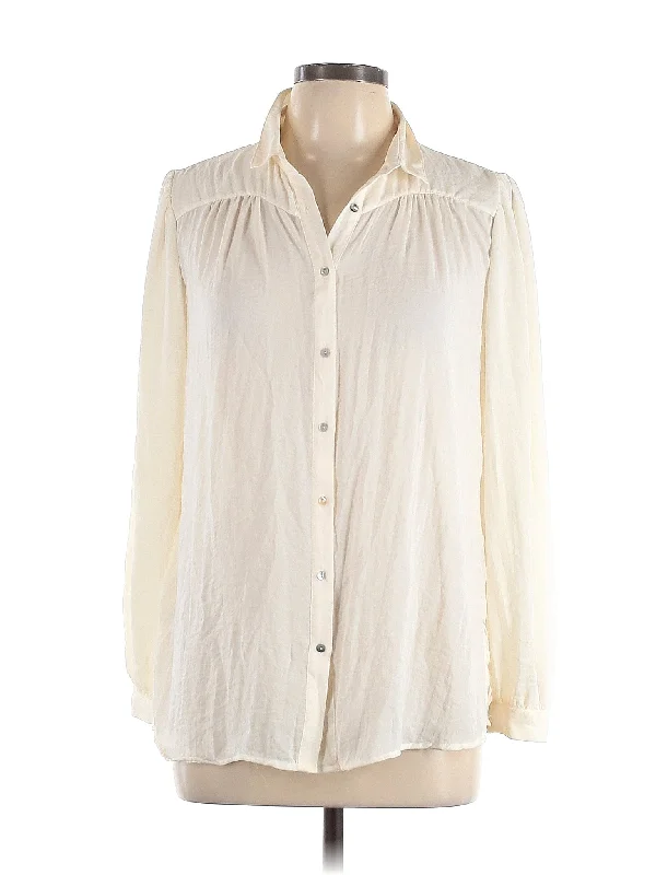 Long Sleeve Blouse Collared Satin Blouse