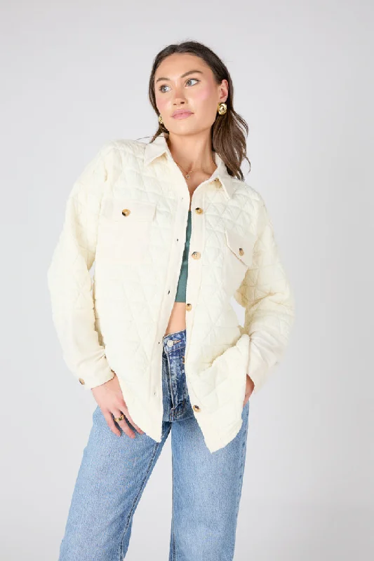 Near and Far Shacket Ruffled Neck Blouse