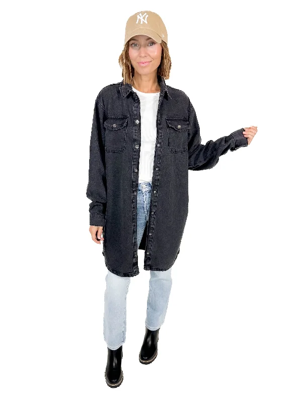 NOISY MAY Alva Denim Shacket- BLACK Smart Casual Blouse