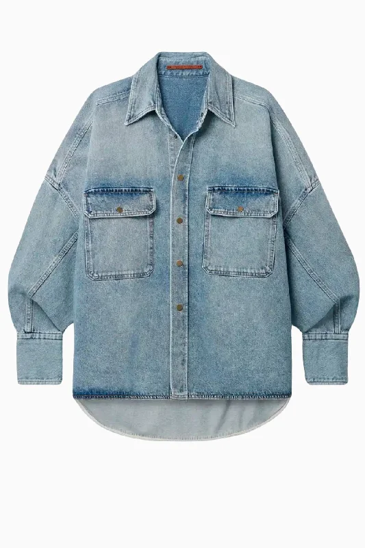 Petar Petrov Oversized Denim Shacket - Light Blue Smart Business Blouse