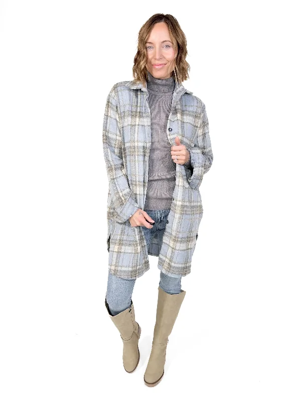 Renfrew Plaid Shacket- BLUE Floral Print Blouse