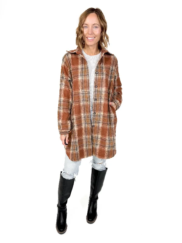 Renfrew Plaid Shacket- RUST Silky Tunic Blouse