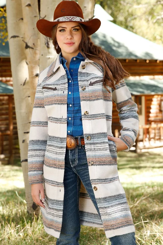 Shania Western Stripe Shacket Lightweight Tunic Blouse