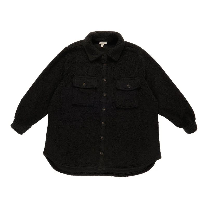 Women's Plus Sherpa Shacket Casual Stripe Blouse