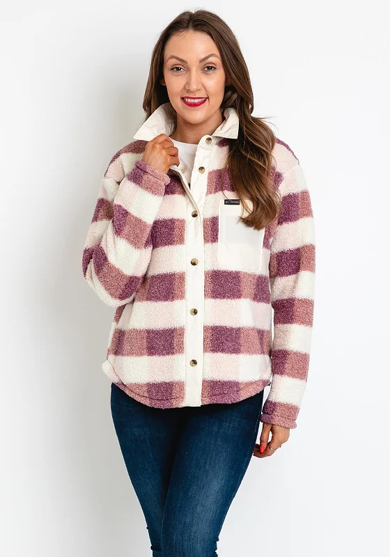 Columbia Womens West Bend™ Check Shacket, Purple Multi Casual Button Blouse