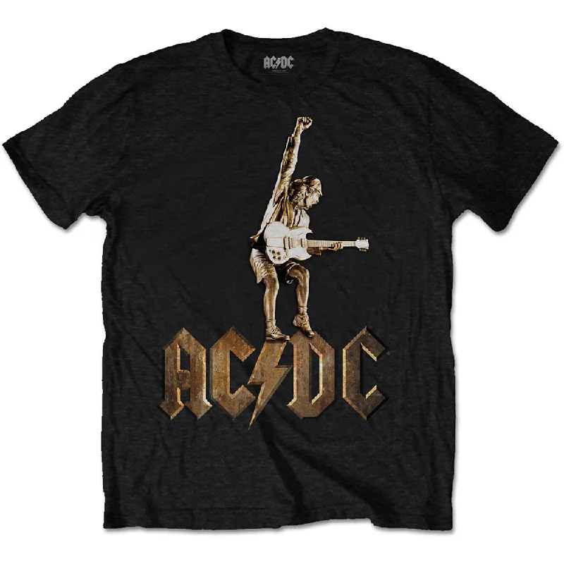 AC/DC | Official Band T-Shirt | Angus Statue Hooded Caped Shawl Collar