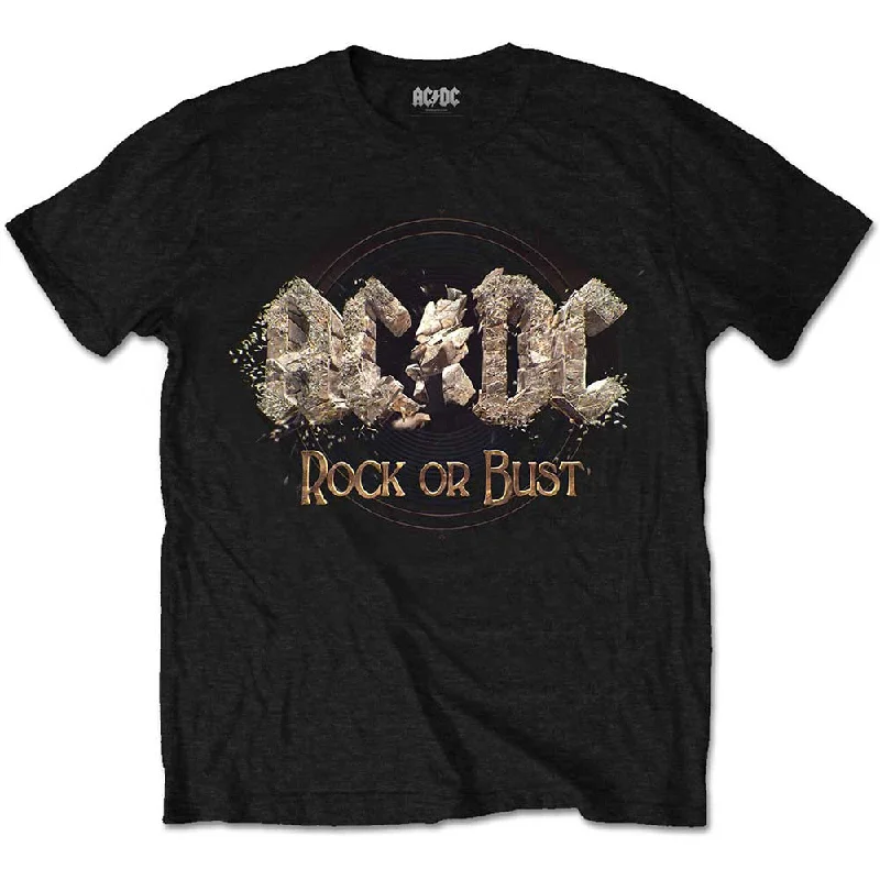 AC/DC | Official Band T-Shirt | Rock or Bust Graphic T-Shirt Round Neck Polyester