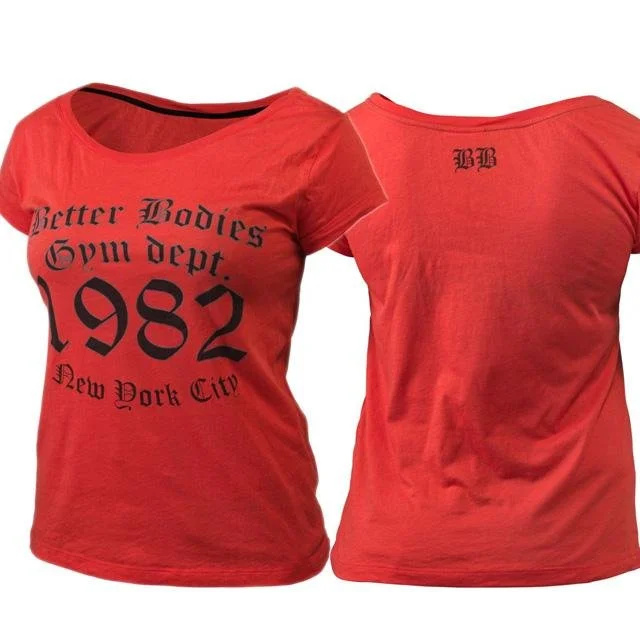 Better Bodies N.Y. Loose Fit Tee - Tomato Red Front Pockets Side Pockets Patch Pockets Better Bodies N.Y. Loose Fit Tee - Tomato Red Front Pockets Side Pockets Patch Pockets