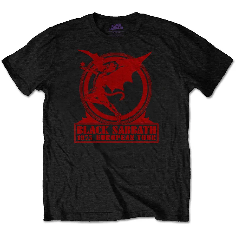 Black Sabbath | Official Band T-Shirt | Europe '75 V-Neck T-Shirt Long Sleeve Cotton Black Sabbath | Official Band T-Shirt | Europe '75 V-Neck T-Shirt Long Sleeve Cotton