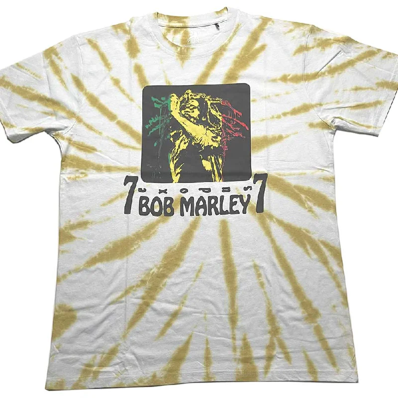 Bob Marley | Official Band T-Shirt | 77 (Dye-Wash) Striped Floral Plaid