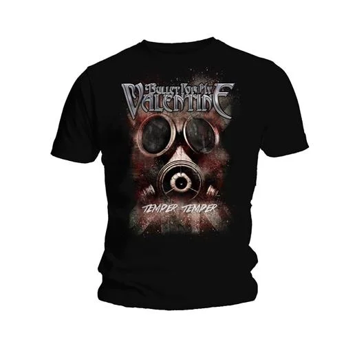 Bullet For My Valentine | Official Band T-Shirt | Temper Temper Gas Mask V-Neck T-Shirt Long Sleeve Cotton Bullet For My Valentine | Official Band T-Shirt | Temper Temper Gas Mask V-Neck T-Shirt Long Sleeve Cotton