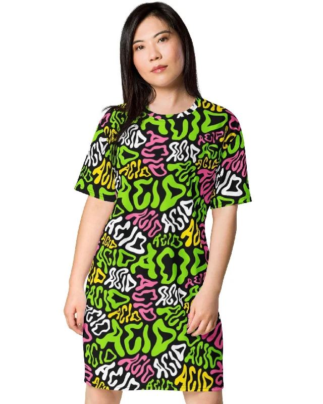 Candy Acid T-Shirt Dress Chenille Blend Fleece Blend Nylon Blend