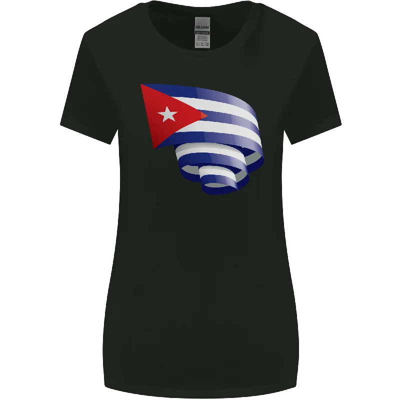 Curled Cuba Flag Cuban Day Football Womens Wider Cut T-Shirt Hooded Caped Shawl Collar