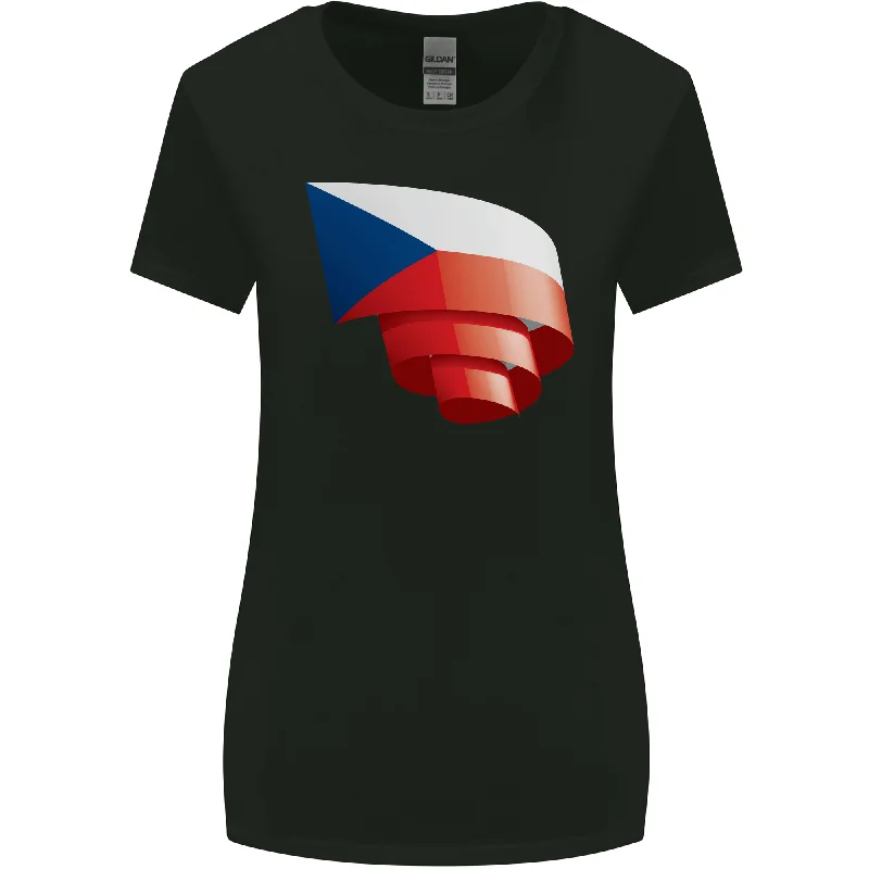 Curled Czechia Flag Czech Republic Day Football Womens Wider Cut T-Shirt V-Neck T-Shirt Long Sleeve Cotton Curled Czechia Flag Czech Republic Day Football Womens Wider Cut T-Shirt V-Neck T-Shirt Long Sleeve Cotton