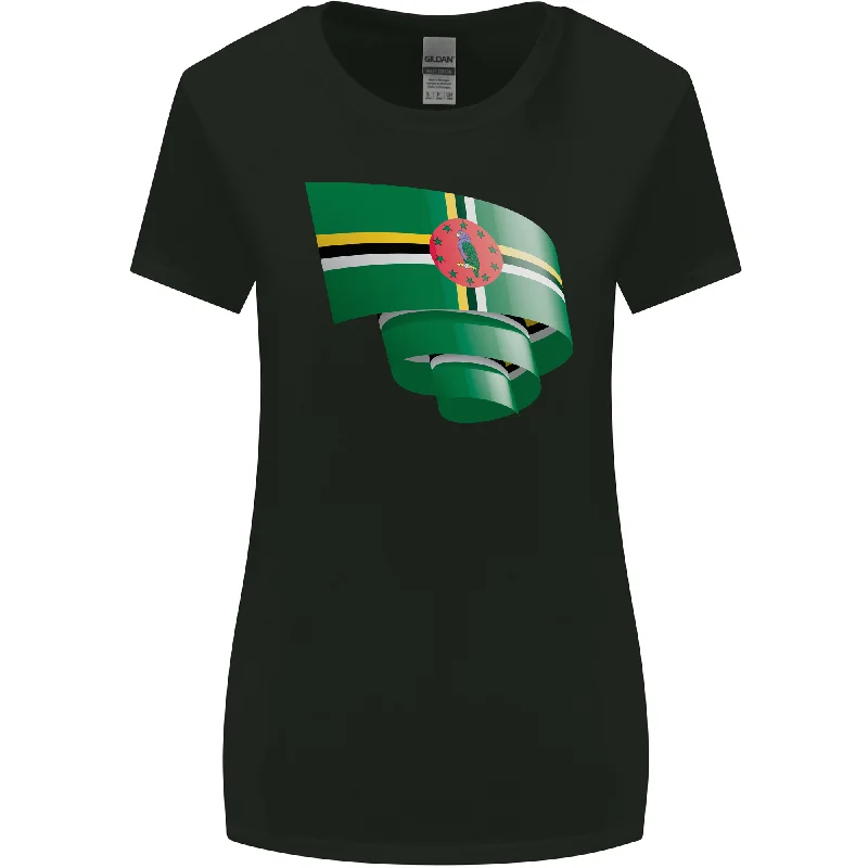 Curled Dominica Flag Dominican Day Football Womens Wider Cut T-Shirt Mesh Canvas Denim