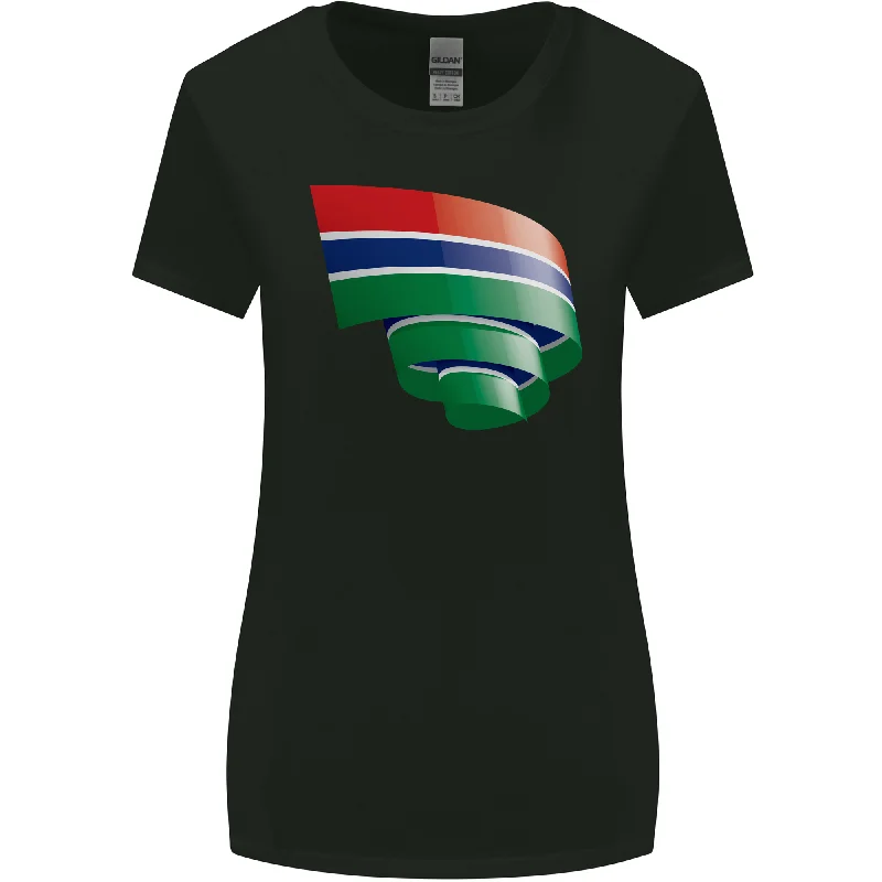 Curled Gambia Flag Gambian Day Football Womens Wider Cut T-Shirt Solid Color Striped Floral Curled Gambia Flag Gambian Day Football Womens Wider Cut T-Shirt Solid Color Striped Floral