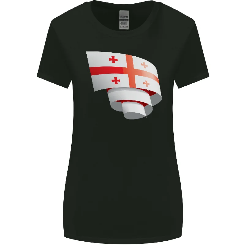 Curled Georgia Flag Georgian Day Football Womens Wider Cut T-Shirt Elegant Classic Vintage Curled Georgia Flag Georgian Day Football Womens Wider Cut T-Shirt Elegant Classic Vintage