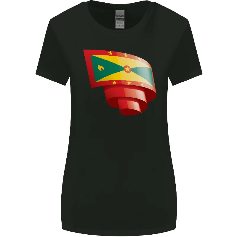 Curled Grenada Flag Grenadians Day Football Womens Wider Cut T-Shirt Iron Safe Non-Iron Wrinkle Free Curled Grenada Flag Grenadians Day Football Womens Wider Cut T-Shirt Iron Safe Non-Iron Wrinkle Free