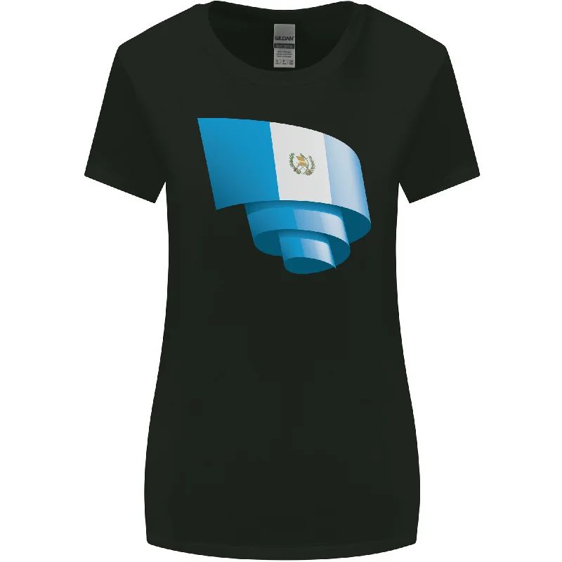 Curled Guatemala Flag Guatemalan Day Football Womens Wider Cut T-Shirt Notch Collar Peter Pan Collar Cowl Neck Curled Guatemala Flag Guatemalan Day Football Womens Wider Cut T-Shirt Notch Collar Peter Pan Collar Cowl Neck