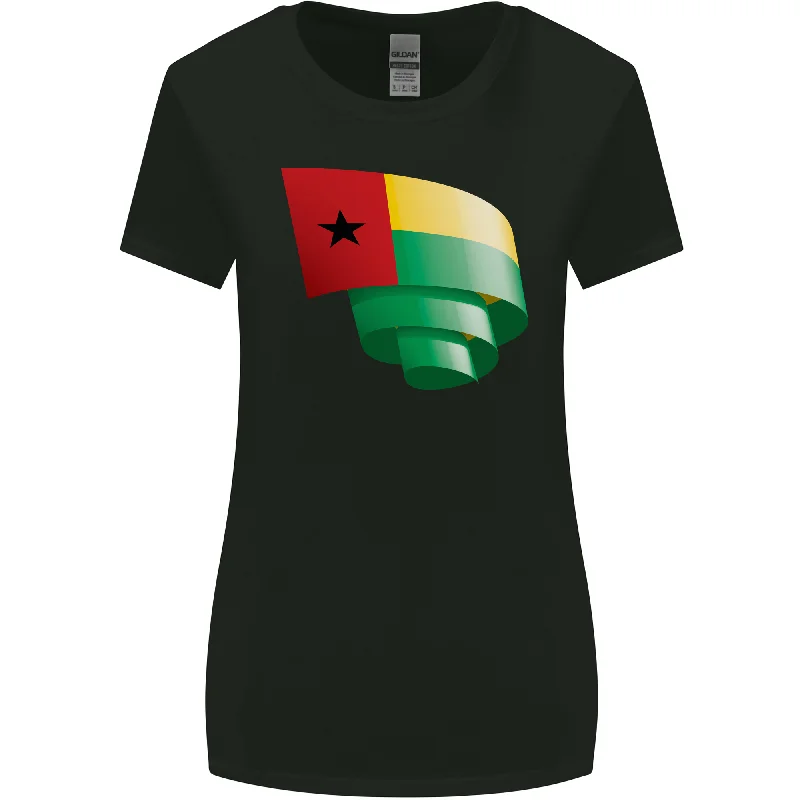 Curled Guinea-Bissau Flag Day Football Womens Wider Cut T-Shirt Collared T-Shirt Boat Neck A-Line Curled Guinea-Bissau Flag Day Football Womens Wider Cut T-Shirt Collared T-Shirt Boat Neck A-Line