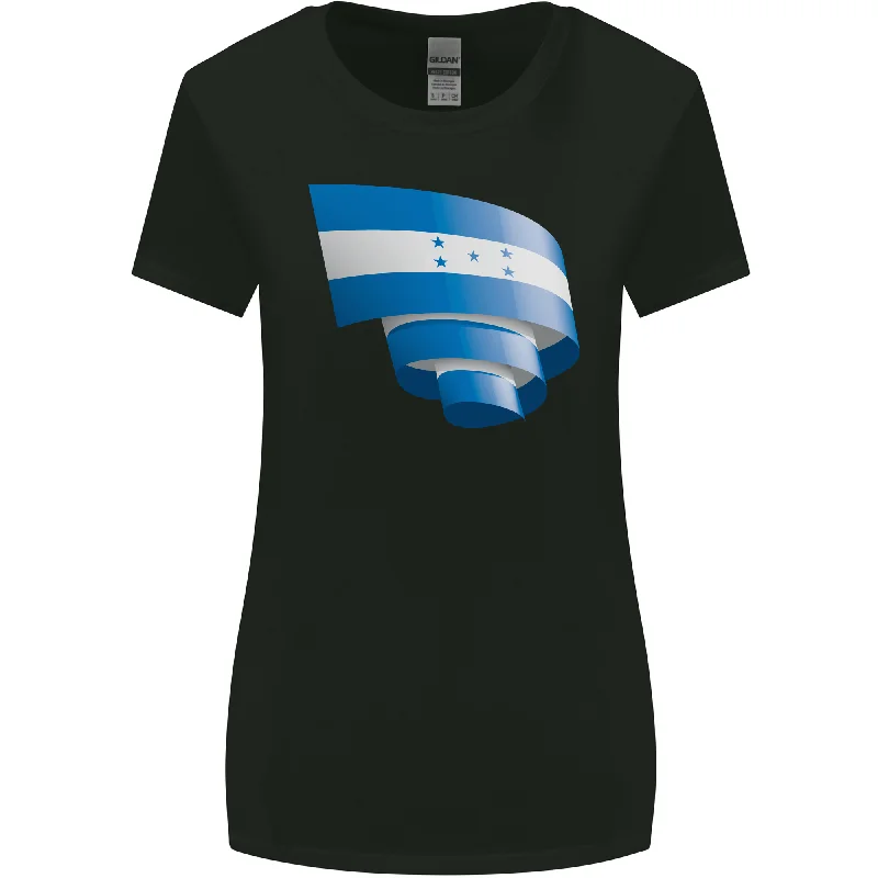Curled Honduras Flag Honduran Day Football Womens Wider Cut T-Shirt Striped Floral Plaid Curled Honduras Flag Honduran Day Football Womens Wider Cut T-Shirt Striped Floral Plaid