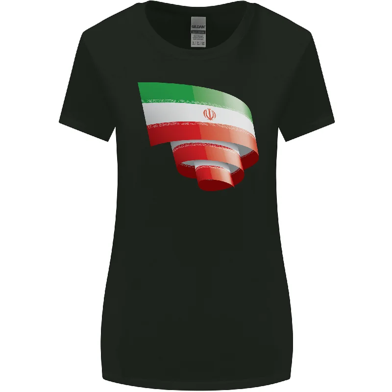 Curled Iran Flag Iranian Day Football Womens Wider Cut T-Shirt Anti-Pilling Machine Wash Handmade