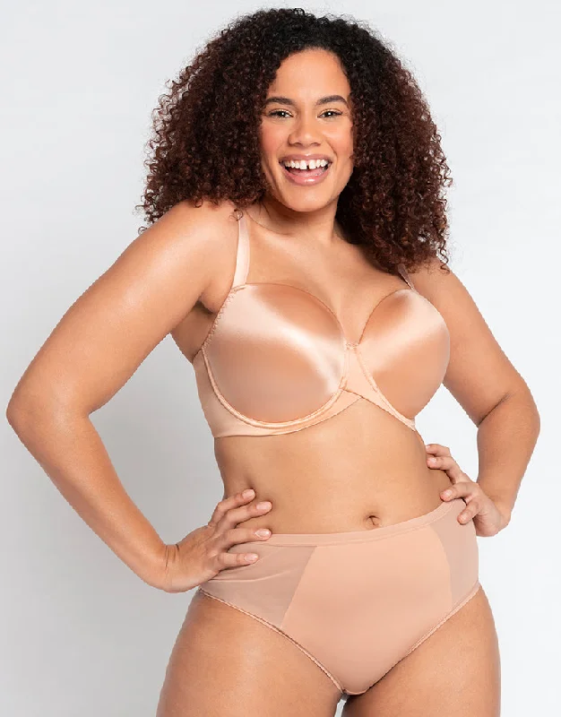 Curvy Kate Smoothie T-Shirt Balcony Moulded Bra Latte Spandex Blend Rayon Blend Denim Blend