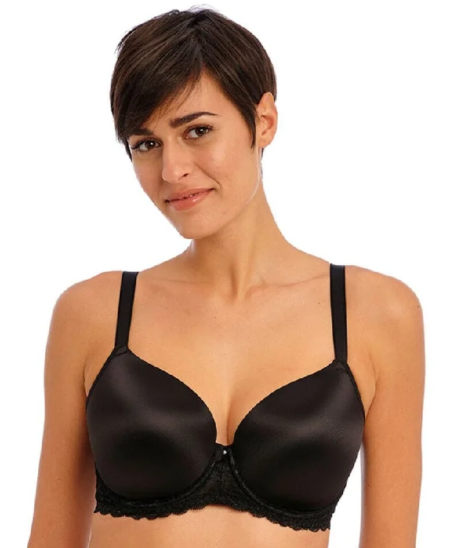 Freya Offbeat Underwire Moulded Demi T-shirt Bra - Black Hooded Caped Shawl Collar