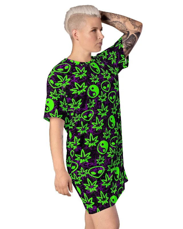 Ganja Graffiti T-shirt Dress Plaid T-Shirt Polka Dot Checkered