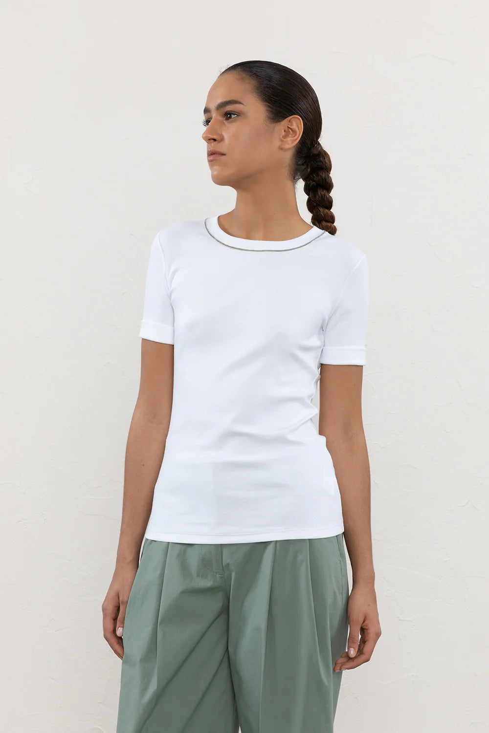Micro-ribbed stretch jersey t-shirt Oversized T-Shirt Spandex breathable