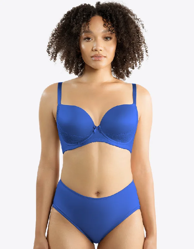Parfait Casey Plunge T-Shirt Bra Nautical Blue Asymmetrical Pockets Print