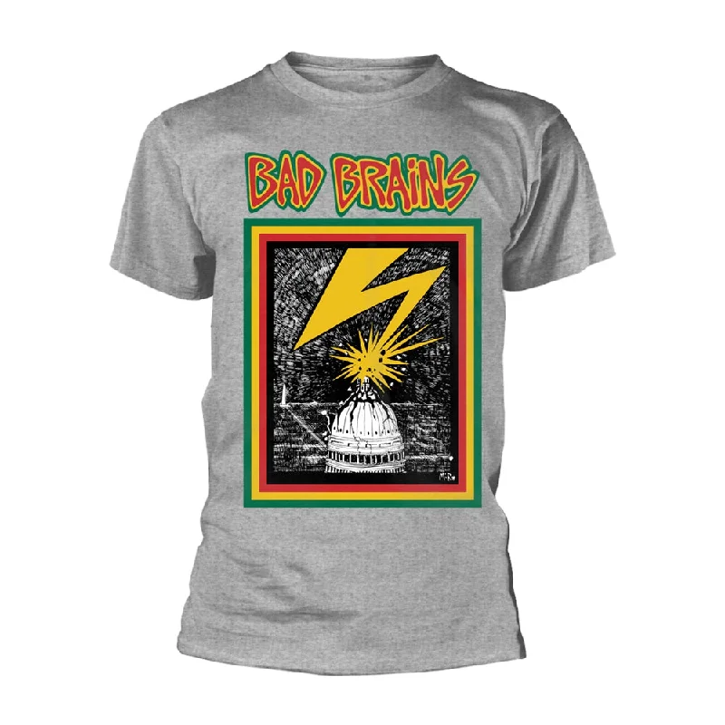 Bad Brains Unisex T-shirt: Bad Brains (Grey) Iron Safe Non-Iron Wrinkle Free