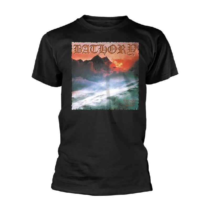 Bathory Unisex T-shirt: Twilight Of The Gods 2 (back print) Hooded Caped Shawl Collar Bathory Unisex T-shirt: Twilight Of The Gods 2 (back print) Hooded Caped Shawl Collar