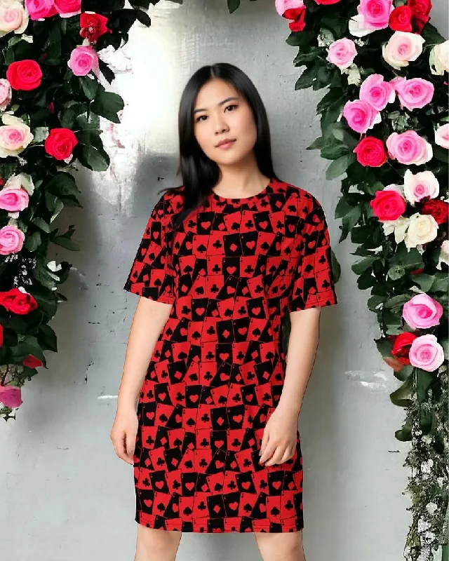 Ace Of Hearts T-shirt dress Mesh Canvas Denim