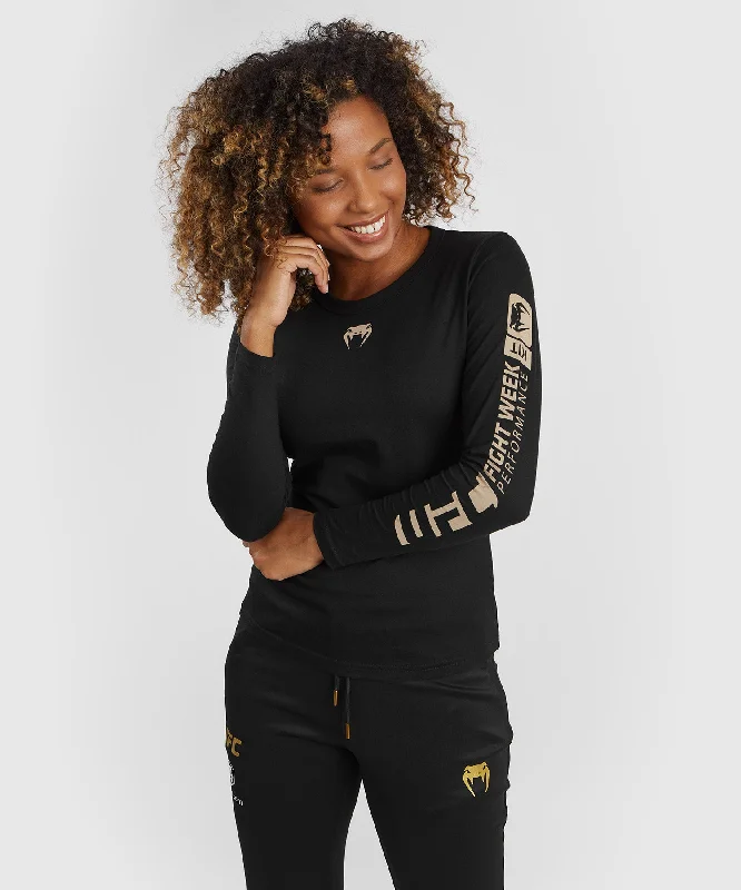 T-shirt à manches longues en coton pour Femmes UFC Adrenaline by Venum Fight Week - Noir Plaid T-Shirt Polka Dot Checkered T-shirt à manches longues en coton pour Femmes UFC Adrenaline by Venum Fight Week - Noir Plaid T-Shirt Polka Dot Checkered
