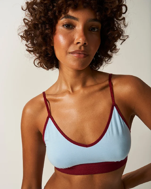 T-Shirt Bra - Aruba Blue and Rouge Hooded Caped Shawl Collar