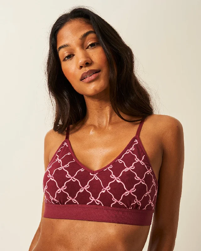 T-Shirt Bra - Rouge Bow Sequined Glittery Shiny
