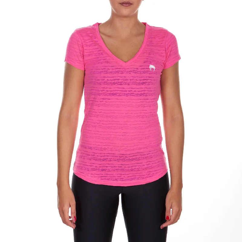 T-shirt Femme Col V Venum Essential - Rose Satin Fabric Silk Fabric Chiffon Fabric